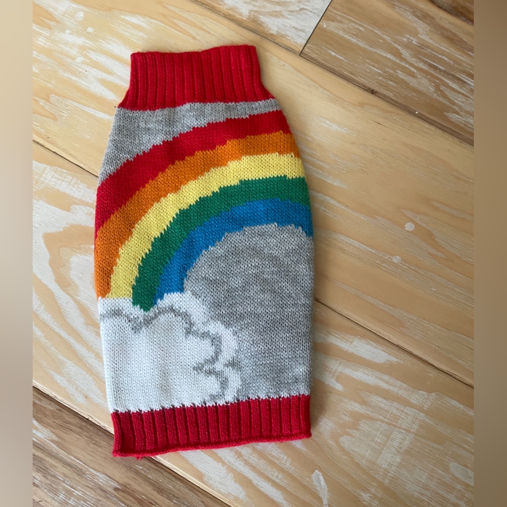 Rainbow dog outfit size small never worn